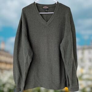 Vintage Cambridge Classics Men V-Neck Sweater XL Wool Blend Green Mervyn's Italy